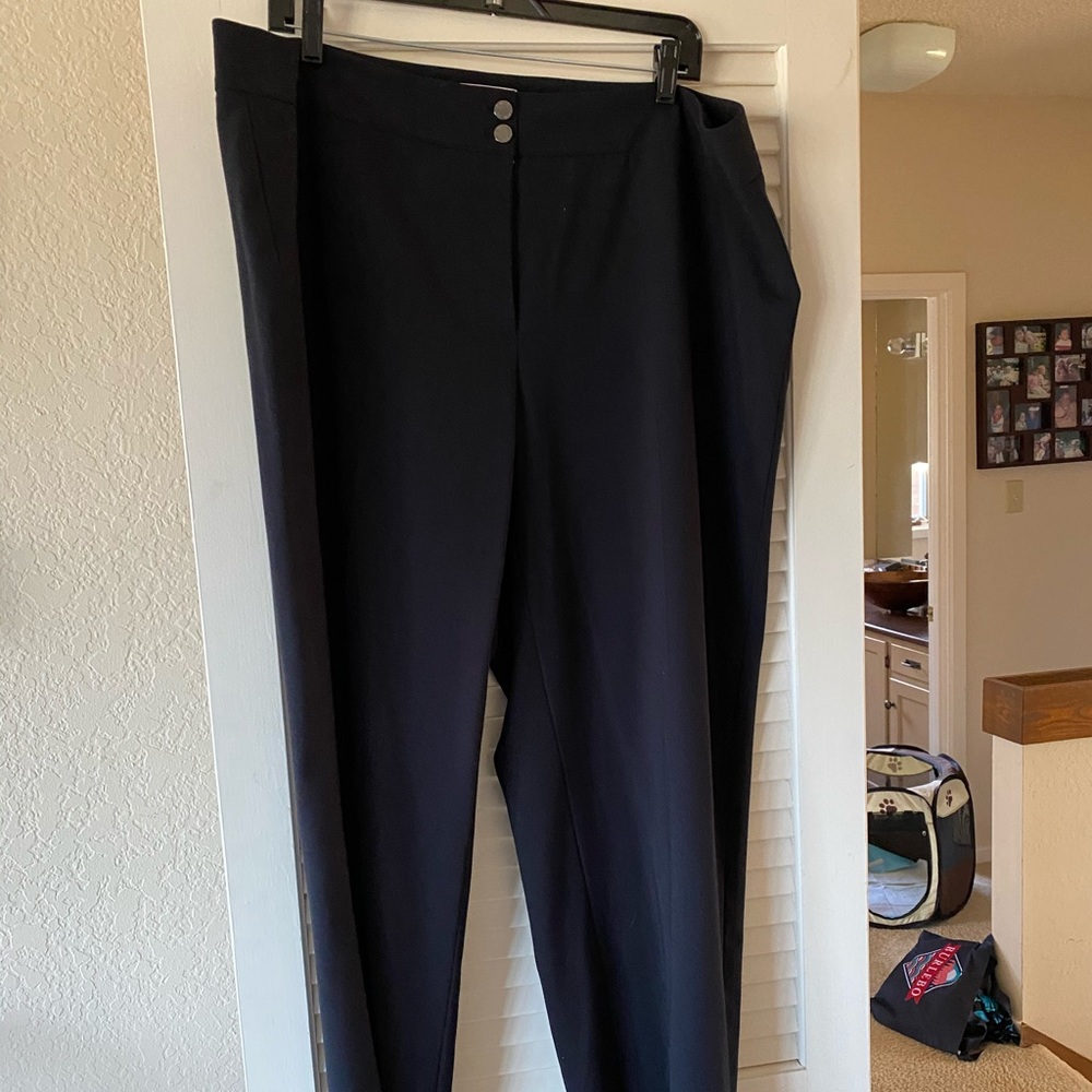 Calvin Klein navy flat front trouser